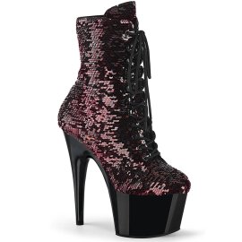 Pleaser ADORE-1020SQ Plateau Ankle Boots Sequins Red