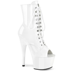Pleaser ADORE-1021 Plateau Ankle Boots Patent White