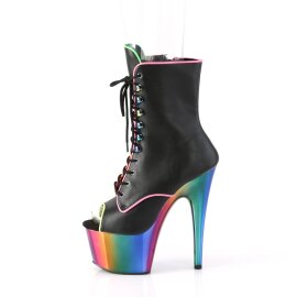 Pleaser ADORE-1021RC-02 Plateau Stiefeletten Kunstleder Chrom Schwarz Bunt