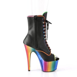 Pleaser ADORE-1021RC-02 Plateau Stiefeletten Kunstleder Chrom Schwarz Bunt