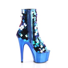 Pleaser ADORE-1031SSQ Plateau Stiefeletten Pailetten Chrom Blau