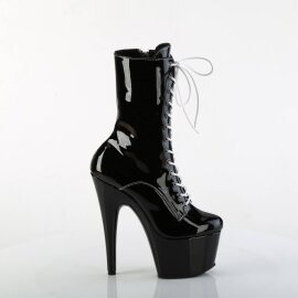 Pleaser ADORE-1040TT Plateau Stiefeletten Lack Schwarz Weiß