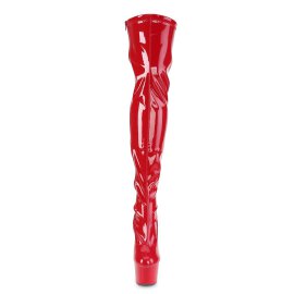 Pleaser ADORE-3000 Plateau Overknee Boots Patent Red