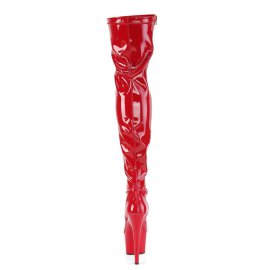 Pleaser ADORE-3000 Plateau Overknee Boots Patent Red