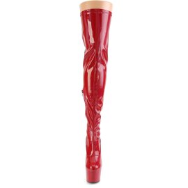 Pleaser ADORE-3000HWR Plateau Overknee Stiefel Holo Rot