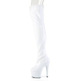 Pleaser ADORE-3000HWR Plateau Overknee Stiefel Holo Weiß