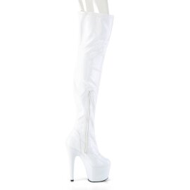 Pleaser ADORE-3000HWR Plateau Overknee Stiefel Holo Weiß