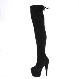 Pleaser ADORE-3008 Plateau Overknee Stiefel künstliches Wildleder Schwarz
