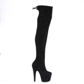 Pleaser ADORE-3008 Plateau Overknee Stiefel künstliches Wildleder Schwarz
