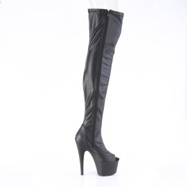 Pleaser ADORE-3011 Plateau Overknee Stiefel Kunstleder Schwarz