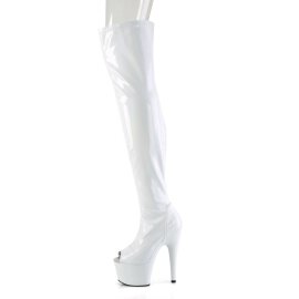 Pleaser ADORE-3011HWR Plateau Overknee Boots Holo White