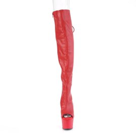 Pleaser ADORE-3019 Plateau Overknee Boots Faux Leather Red
