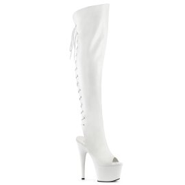 Pleaser ADORE-3019 Plateau Overknee Boots Faux Leather White