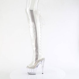 Pleaser ADORE-3019C Plateau Overknee Stiefel Transparent