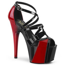 Pleaser ADORE-764 Plateau Sandalettes Patent Black Red