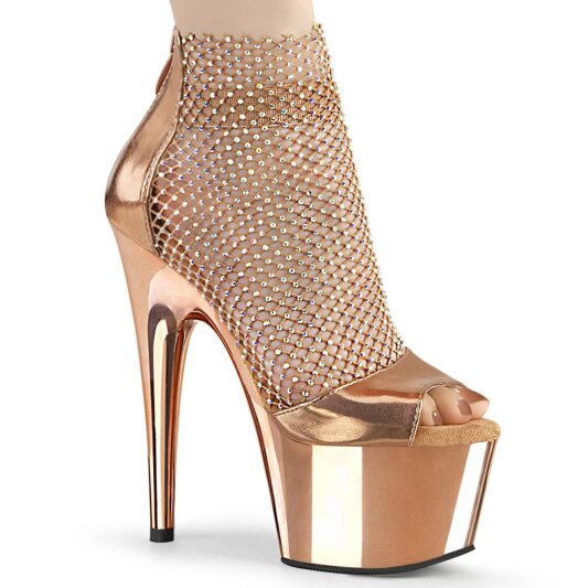 Pleaser ADORE-765RM Plateau Sandaletten Mesh Chrom Rose-Gold