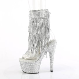 Pleaser BEJEWELED-1017RSF-7 Plateau Stiefeletten Strass Transparent Silber