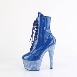 Pleaser BEJEWELED-1020-7 Plateau Ankle Boots Holo Rhinestones Blue