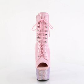 Pleaser BEJEWELED-1021-7 Plateau Ankle Boots Holo Rhinestones Light Pink