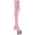 Pleaser BEJEWELED-3000-7 Plateau Overknee Stiefel Holo Strass Rosa