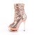 Pleaser BLONDIE-R-1008 Plateau Stiefeletten Pailetten Chrom Rose-Gold