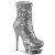 Pleaser BLONDIE-R-1009 Plateau Stiefeletten Pailetten Chrom Silber