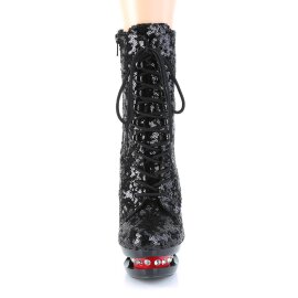 Pleaser BLONDIE-R-1020 Plateau Ankle Boots Sequins Black