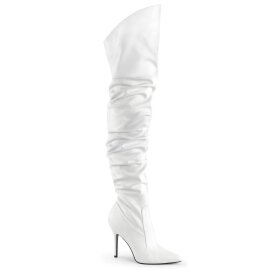Pleaser CLASSIQUE-3011 Overknee Boots Faux Leather White