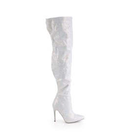 Pleaser COURTLY-3015 Overknee Boots Glitter White