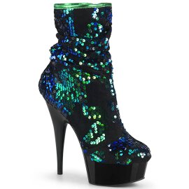 Pleaser DELIGHT-1004 Plateau Ankle Boots Sequins Green