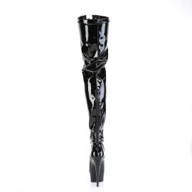 Pleaser DELIGHT-3027 Plateau Overknee Stiefel Lack Schwarz