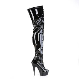 Pleaser DELIGHT-3027 Plateau Overknee Stiefel Lack Schwarz