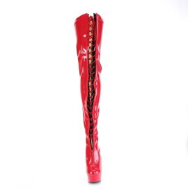Pleaser DELIGHT-3027 Plateau Overknee Boots Patent Red