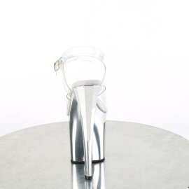 Pleaser ENCHANT-708 Plateau Sandaletten Chrom Transparent Silber