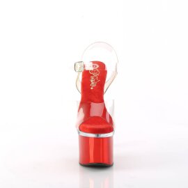 Pleaser ESTEEM-708 Plateau Sandaletten Chrom Rot