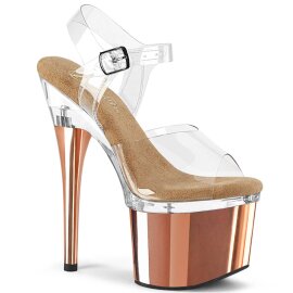 Pleaser ESTEEM-708 Plateau Sandaletten Chrom Rose-Gold