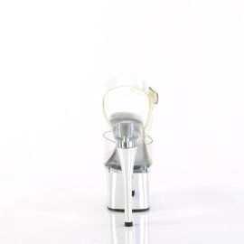 Pleaser ESTEEM-708 Plateau Sandaletten Chrom Silber