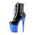 Pleaser FLAMINGO-1020 Plateau Ankle Boots Patent Chrome Black Blue