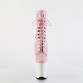 Pleaser FLAMINGO-1020 Plateau Ankle Boots Patent Light Pink