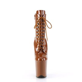 Pleaser FLAMINGO-1020 Plateau Ankle Boots Patent Caramel