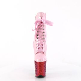 Pleaser FLAMINGO-1020HG Plateau Ankle Boots Patent Glitter Light Pink Colorful