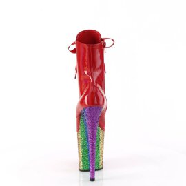Pleaser FLAMINGO-1020HG Plateau Ankle Boots Patent Glitter Red Colorful