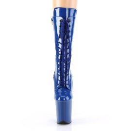 Pleaser FLAMINGO-1050 Plateau Ankle Boots Patent Blue