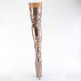 Pleaser FLAMINGO-3000HWR Plateau Overknee Boots Patent Holo Rose Gold