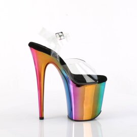 Pleaser FLAMINGO-808RC Plateau Sandaletten Chrom Transparent Bunt