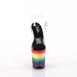 Pleaser FLAMINGO-808RG-04 Plateau Sandalettes Glitter Transparent Colorful