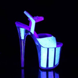 Pleaser FLAMINGO-810UVG Plateau Sandaletten Glitter Neon Rosa