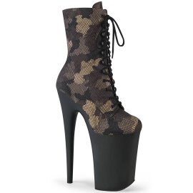 Pleaser INFINITY-1020CM Plateau Ankle Boots Camouflage Brown