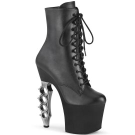 Pleaser IRONGRIP-1020 Plateau Ankle Boots Faux Leather Black