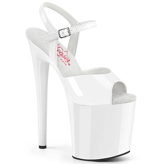 Pleaser NAUGHTY-809 Plateau Sandaletten Lack Weiß